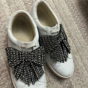 INC International Concepts White Sneakers with Black Embellished Bow